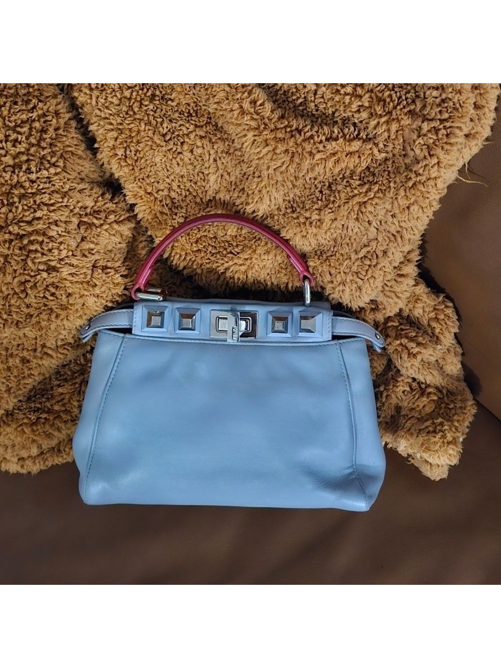 Fendi Mini Peekaboo Top Handle Bag Calf Leather